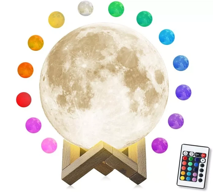 Світильник Місяць 3D MOON на акумуляторі. 16 кольорів з пультом RGB - зображення 6