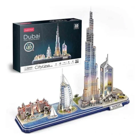 Cubic Fun Трехмерная головоломка-конструктор CITY LINE С LED ПОДСВЕТКОЙ "ДУБАЙ" - Фото 3 Cubic Fun Трехмерная головоломка-конструктор CITY LINE С LED ПОДСВЕТКОЙ "ДУБАЙ" - изображение 3