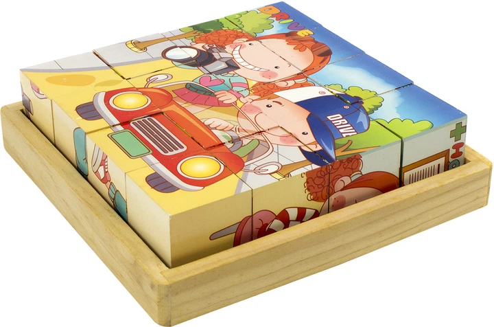 Іграшка дерев'яна кубики будівельні, 16 деталей №HJD93922(18