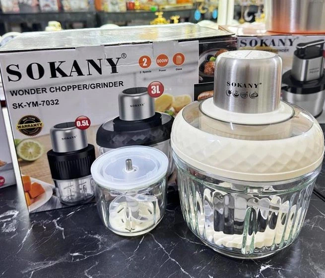 Набір з 2-х подрібнювачів Sokany SK-YM-7032 чоппер м'ясорубка 3 л і 0,5 л 800 Вт Білий - зображення 4