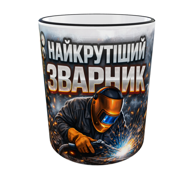 Подарочная керамическая кружка “Самый крутой сварщик” 330 мл — профессиональный дизайн, отличный подарок мастеру(черная ручка) - изображение 4