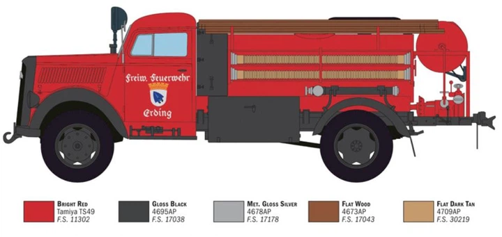 Збірна модель 1:24 пожежний автомобіль Opel Blitz Fire Truck Italeri 3966 - изображение 4