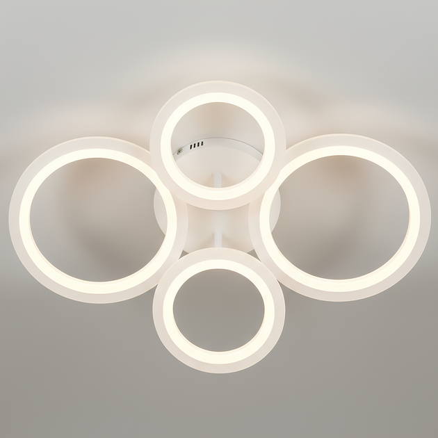 Потолочная белая LED люстра с пультом 60W четыре кольцевых плафона из акрила 3000-6500K Svet SY-26255/2+2 WH - изображение 6