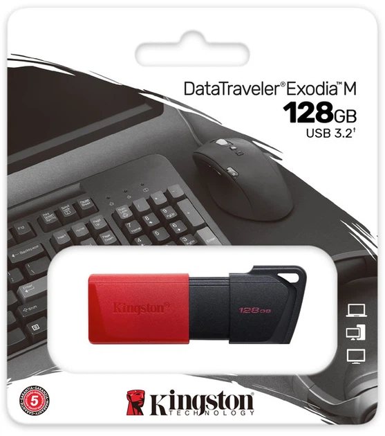 Флешка KINGSTON DataTraveler Exodia M 128 GB USB 3.2 Black/Red - Фото 5 Флешка KINGSTON DataTraveler Exodia M 128 GB USB 3.2 Black/Red - зображення 5