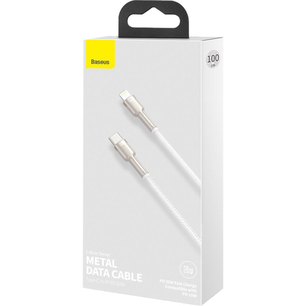 Кабель Baseus Cafule Metal Data Cable Type-C to Lightning PD 20W 1m White (CATLJK-A02) [73264] - изображение 5