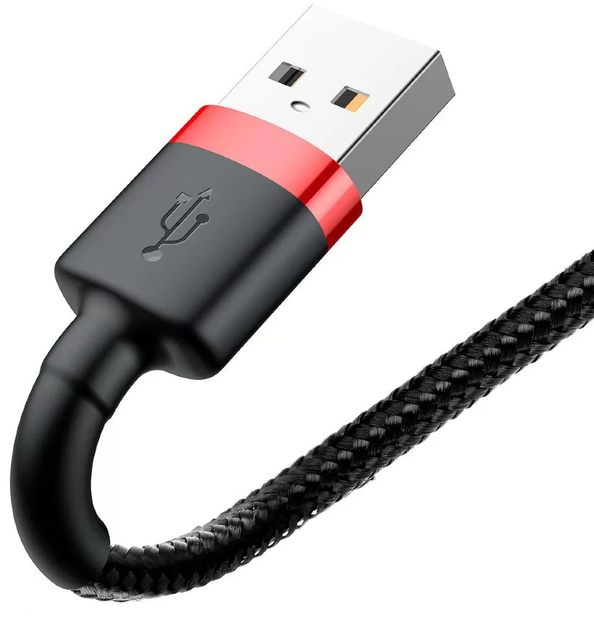 Кабель Baseus Cafule USB to Lightning 0.5m Red/Black (CALKLF-A19) [82076] - изображение 4