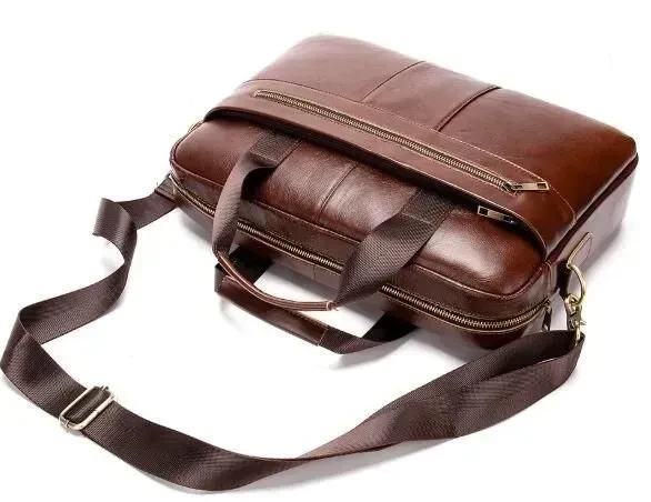 Ділова чоловіча сумка з зернистої шкіри Vintage 14836 Коричнева - Фото 6 Ділова чоловіча сумка з зернистої шкіри Vintage 14836 Коричнева - зображення 6