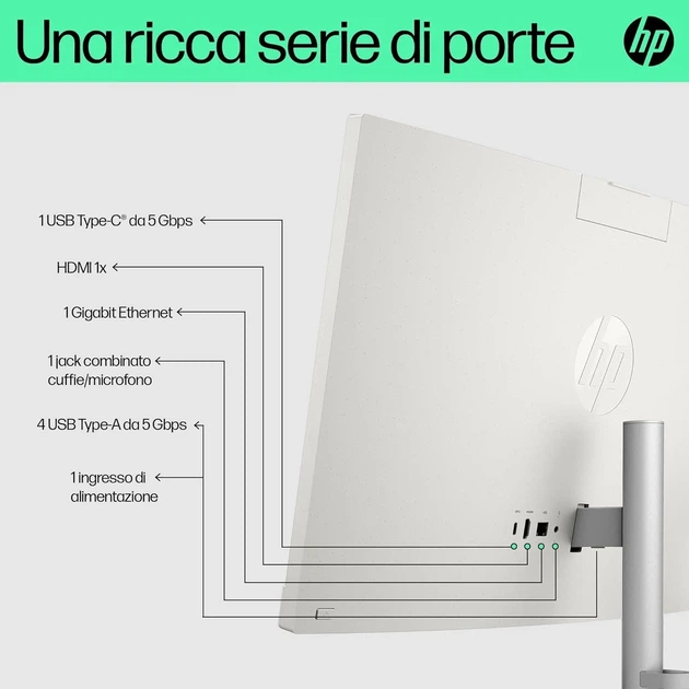 Моноблок HP All-in-One 24 cr0002sl / AMD Ryzen 3 7320U / RAM 8GB / SSD 512GB / 1 x HDMI / LAN / Wi-Fi 6 / Bluetooth 5.3 / Windows 11 Home / Белый - изображение 4