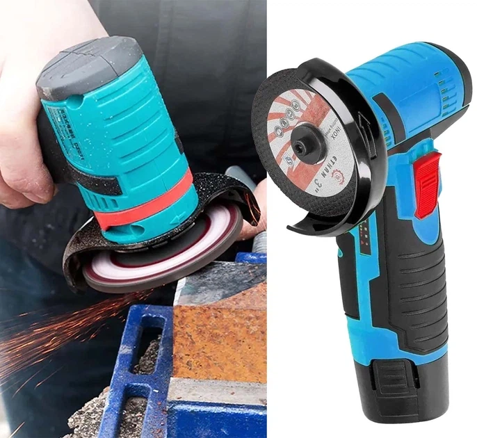 Акумуляторна болгарка 12V + 2 диски, 2 акумулятори / Електроболгарка для дому / Міні болгарка - Фото 3 Акумуляторна болгарка 12V + 2 диски, 2 акумулятори / Електроболгарка для дому / Міні болгарка - изображение 3
