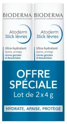 Набір бальзам для губ Bioderma Atoderm Stick Lèvres Ultra-Hydratant 2 x 4 g - изображение 2