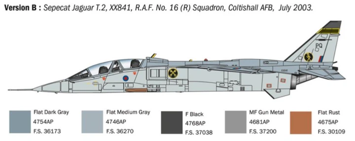 Збірна модель 1:72 літак Jaguar T.2 R.A.F. Trainer Italeri 1470 - изображение 5