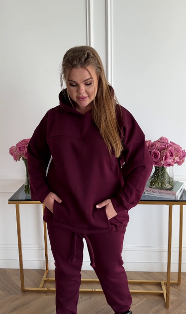 Спортивный теплый женский костюм на флисе большого размера Марсала, 64/66 - Фото 7 Спортивный теплый женский костюм на флисе большого размера Марсала, 64/66 - изображение 7