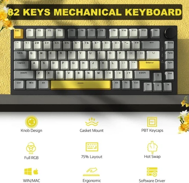 Клавіатура AJAZZ AK820 Black-Yellow Ігрова Дротова Механічна, RGB, Moon Yellow Switch - зображення 5