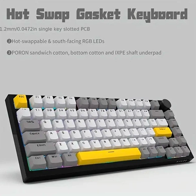 Клавіатура AJAZZ AK820 Black-Yellow Ігрова Дротова Механічна, RGB, Moon Yellow Switch - зображення 7