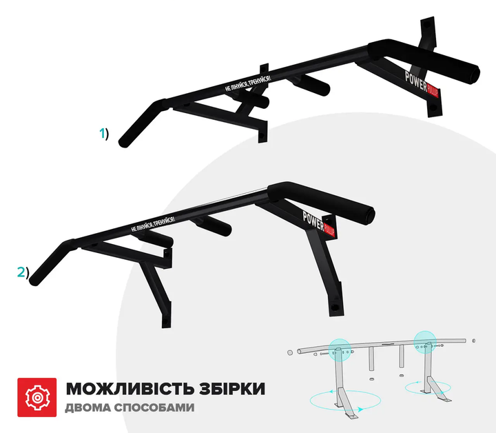 Турник настенный домашний PullUp разборной 3 хвата обычный + широкий + узкий хват черный (P1041) - Фото 4 Турник настенный домашний PullUp разборной 3 хвата обычный + широкий + узкий хват черный (P1041) - изображение 4