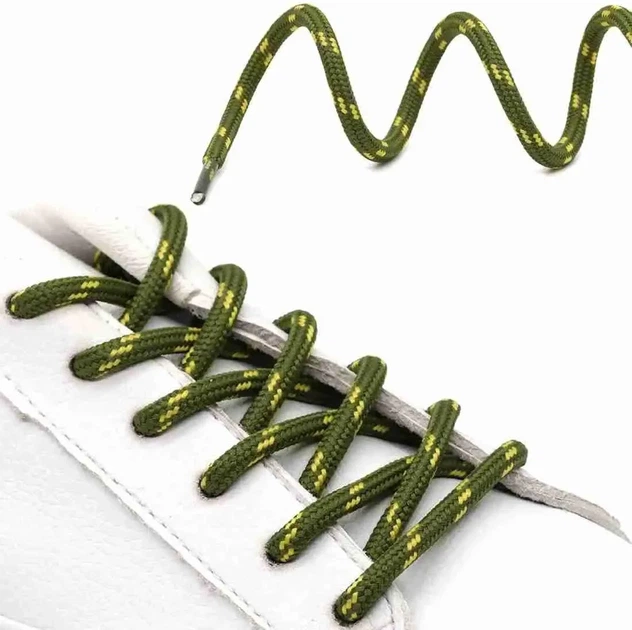 Шнурки круглые для обуви Shoelaces 140 см Army green yellow - изображение 2