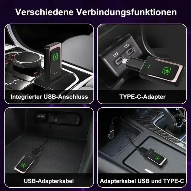 Беспроводной адаптер CarPlay Android Auto Pashlysh Wireless Z2 USB-C USB-A Plug and Plaу - Фото 5 Беспроводной адаптер CarPlay Android Auto Pashlysh Wireless Z2 USB-C USB-A Plug and Plaу - изображение 5