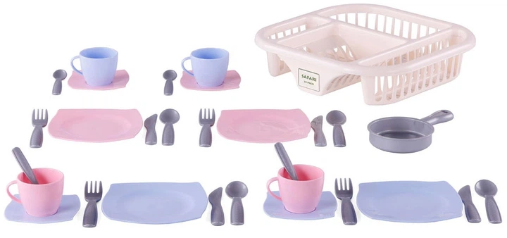 Zestaw do zabawy Cavallino Naczynia z suszarką do naczyń 30 elementów Różowy (8487SF01) (8719214074661) - obraz 4