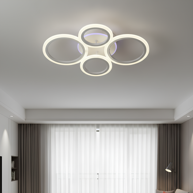 LED люстра потолочная с 4 акриловыми кольцами и пультом 60W+14W цветная подсветка 3000–6500K белая Svet SY-26255/2+2C WH - Фото 6 LED люстра потолочная с 4 акриловыми кольцами и пультом 60W+14W цветная подсветка 3000–6500K белая Svet SY-26255/2+2C WH - изображение 6