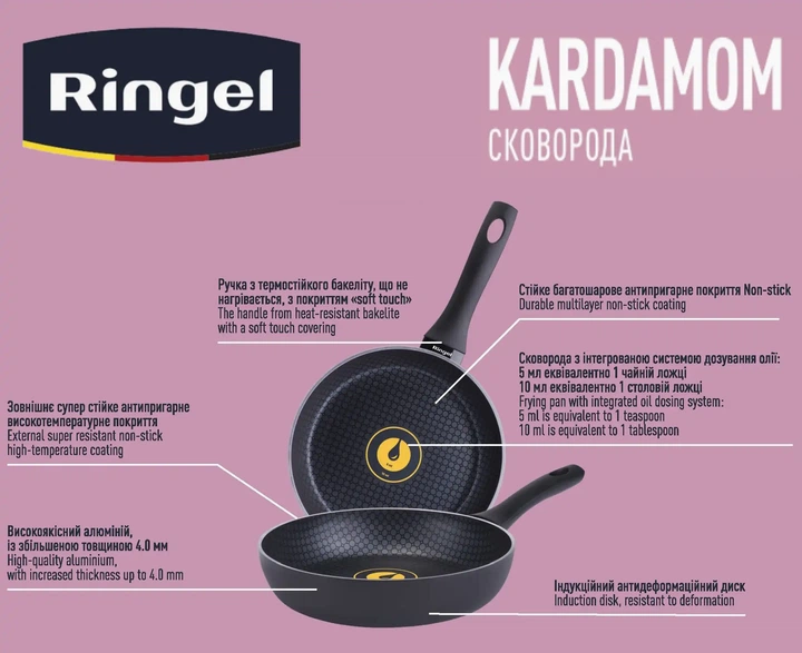 Сковорода алюмінієва RINGEL Kardamom 24 см без кришки (RG-1127-24) - зображення 3