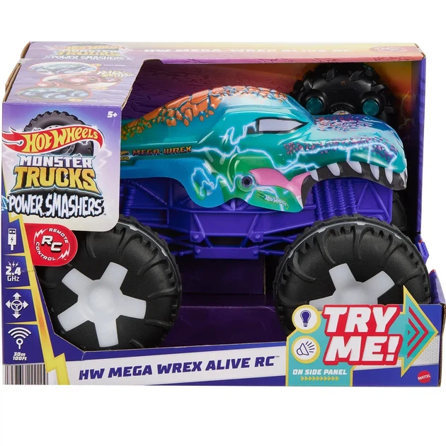 Машинка-внедорожник на радиоуправлении Hot Wheels Monster Trucks Мега Рекс 1:15 (JBD90) - Фото 1 Машинка-внедорожник на радиоуправлении Hot Wheels Monster Trucks Мега Рекс 1:15 (JBD90) - изображение 1