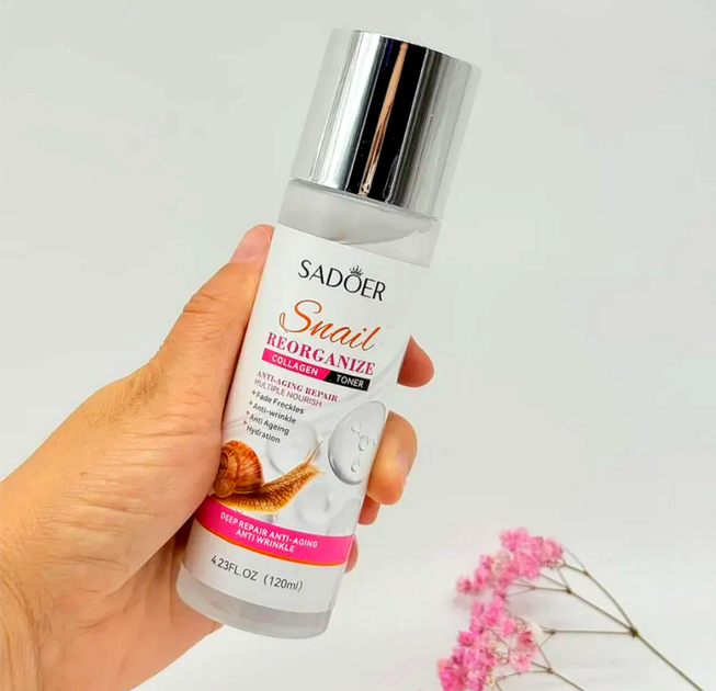 Тонер для обличчя з колагеном і екстрактом слизу равликаSadoer Snail Reorganize Collagen Toner - зображення 2