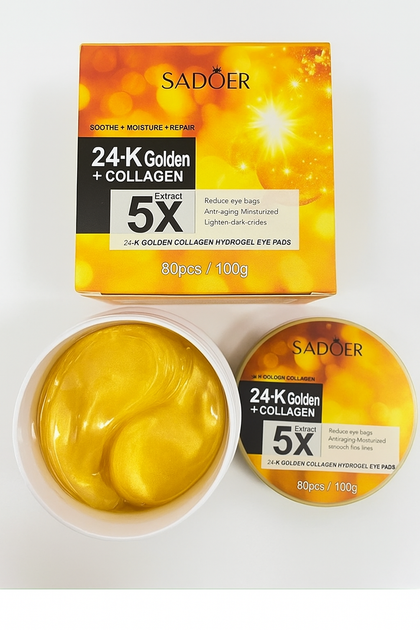 Патчи под глаза с 24K золотом и коллагеном SADОER 5X 24K Golden + Collagen Tender Smooth Eye Mask, 80 шт - изображение 2