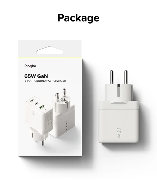 Сетевое зарядное устройство Ringke 65W GaN 3-Port Ground Fast Charging White (AP1062RS) - изображение 19