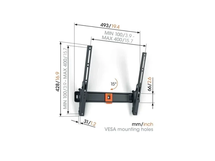 Настінне кріплення Vogels TVM 1413 Black (1814130) - зображення 2
