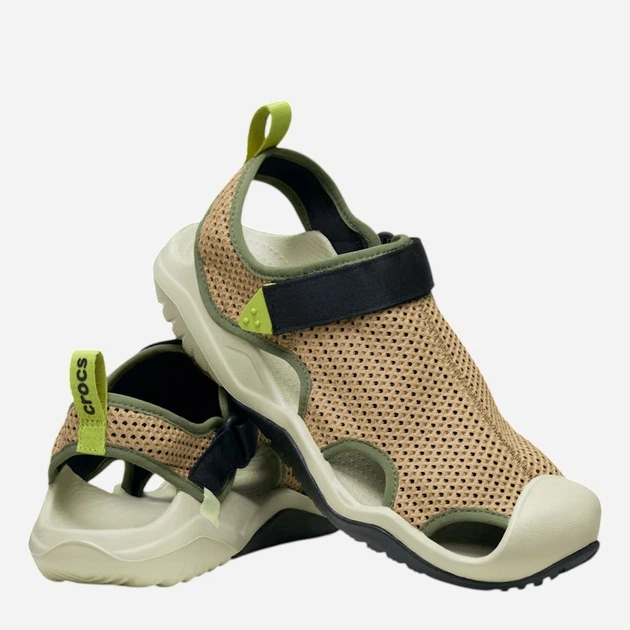 Sandały męskie z zakrytymi palcami Crocs Swiftwater Mesh Deck 211095-2EY 46-47 (M12) Beżowe - obraz 3