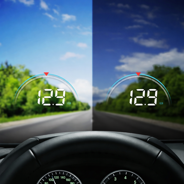 Автомобільна проекція швидкості HUD M8 на лобове скло через OBD2 білий колір цифр - зображення 9