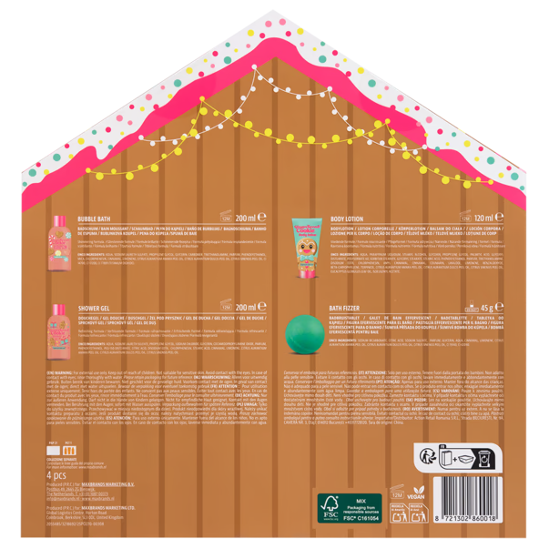 Новогодний подарочный набор для ванны Cookie Wishes Body Care Set "Пряничный домик», 4 ед. - изображение 3