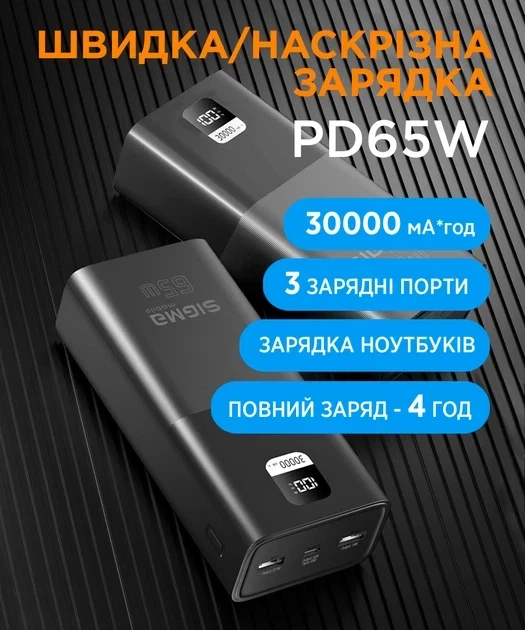 Sigma mobile X-power SI30A6QLX 30000 mAh PD65W - изображение 2