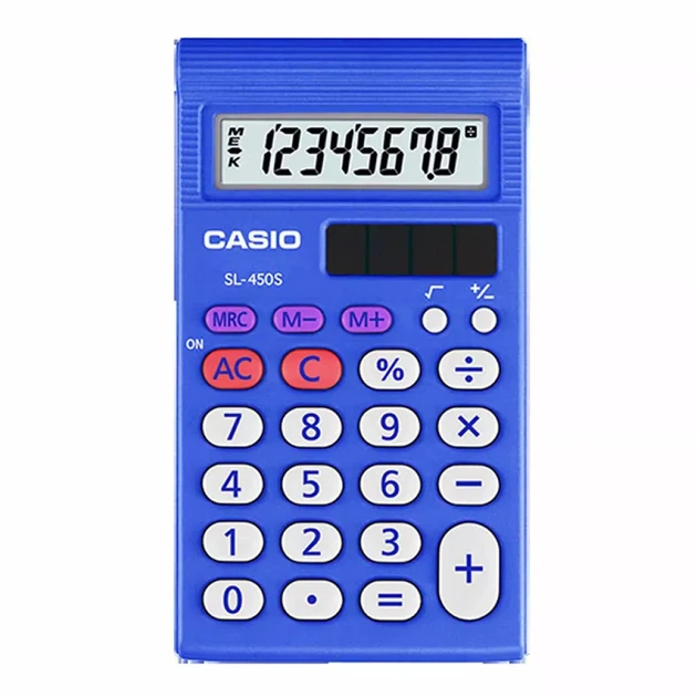 Калькулятор Casio SL-450S-W-EP, синий (CALC-CAS-SL-450S-W-E) - Фото 1 Калькулятор Casio SL-450S-W-EP, синий (CALC-CAS-SL-450S-W-E) - изображение 1