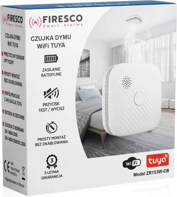 Czujnik dymu Firesco ZR153SW CB Wi-Fi Tuya (5904507904838) - obraz 2