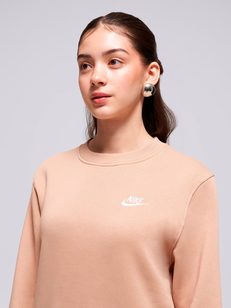 Подростковый теплый свитшот на флисе для девочки Nike K Nsw Club Flc Crew Ls Lbr FD3006-200 XL 156-166 см Hemp/White (198481958009) - Фото 4 Подростковый теплый свитшот на флисе для девочки Nike K Nsw Club Flc Crew Ls Lbr FD3006-200 XL 156-166 см Hemp/White (198481958009) - изображение 4