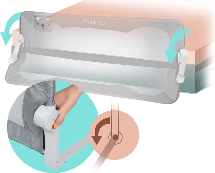 Захисний бар'єр для ліжка Nukido 200 x 42 x 35 см сірий (5903890631987) - зображення 5