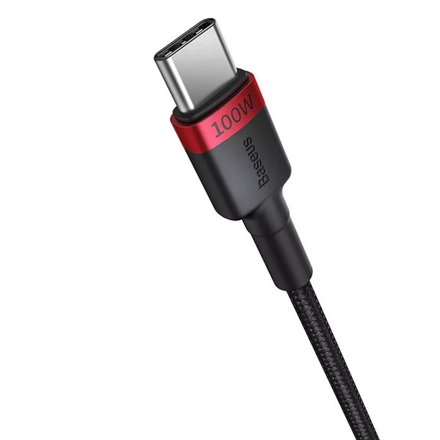Кабель Baseus Cafule Type-C to Type-C PD2.0 100Вт 5A 20В 2 м Red-Black (CATKLF-AL91) - изображение 3