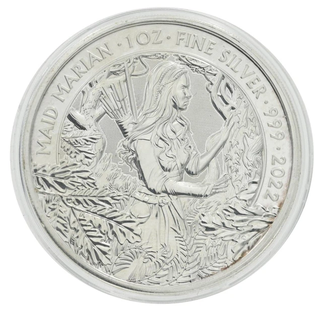 Монета Великобританія 2 фунти 2022 Срібло UNC Робін Гуд - Діва Маріан (Ag 999,9, унція, 31,1 грамм) - Фото 1 Монета Великобританія 2 фунти 2022 Срібло UNC Робін Гуд - Діва Маріан (Ag 999,9, унція, 31,1 грамм) - зображення 1