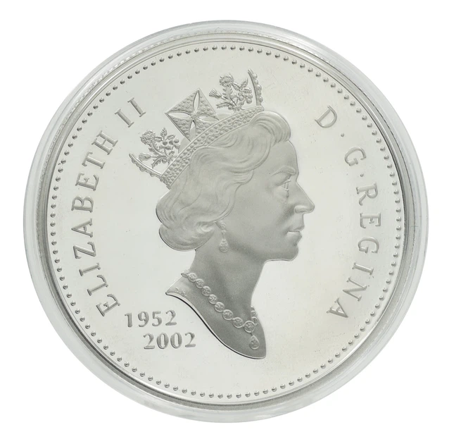 Монета Канада 1 доллар 2002 Серебро Proof 50 лет правлению Королевы Елизаветы II (Ag 925, 25,18 грамм) - изображение 2