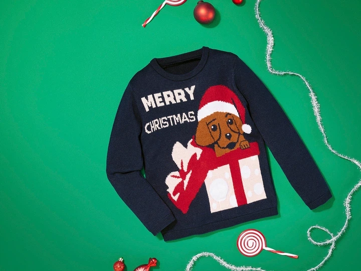 Зимний свитер для девочки Lupilu 110-116 см 4-6 лет Темно-синий Merry Christmas - изображение 4