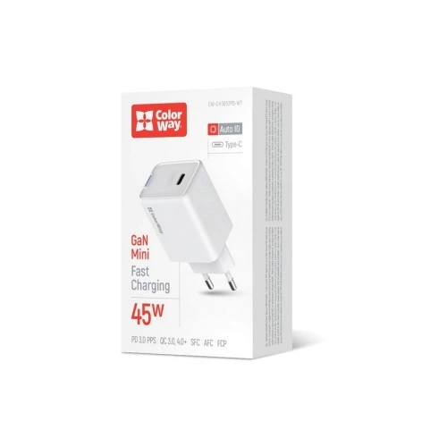Зарядний пристрій ColorWay GaN Mini 45W PD Port PPS USB-C white (CW-CHS057PD-WT) ColorWay CW-CHS057PD-WT 925594 - Фото 6 Зарядний пристрій ColorWay GaN Mini 45W PD Port PPS USB-C white (CW-CHS057PD-WT) ColorWay CW-CHS057PD-WT 925594 - зображення 6
