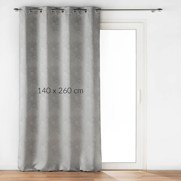 Штора на люверсах Douceur d'intérieur Teora жакардова сіра 140 x 260 см (3574386123976)  - зображення 2