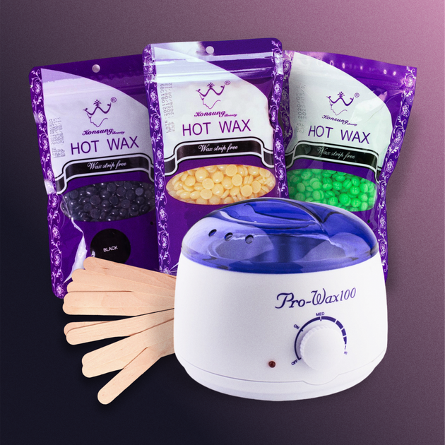 Набір для депіляції, воскоплав PRO-wax White, Віск 3х100 грам, шпателі - Фото 1 Набір для депіляції, воскоплав PRO-wax White, Віск 3х100 грам, шпателі - зображення 1