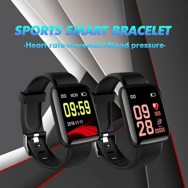 Спортивный фитнес-браслет умные часы Smart Band 116 Plus пульс давление шагомер Черный - изображение 9