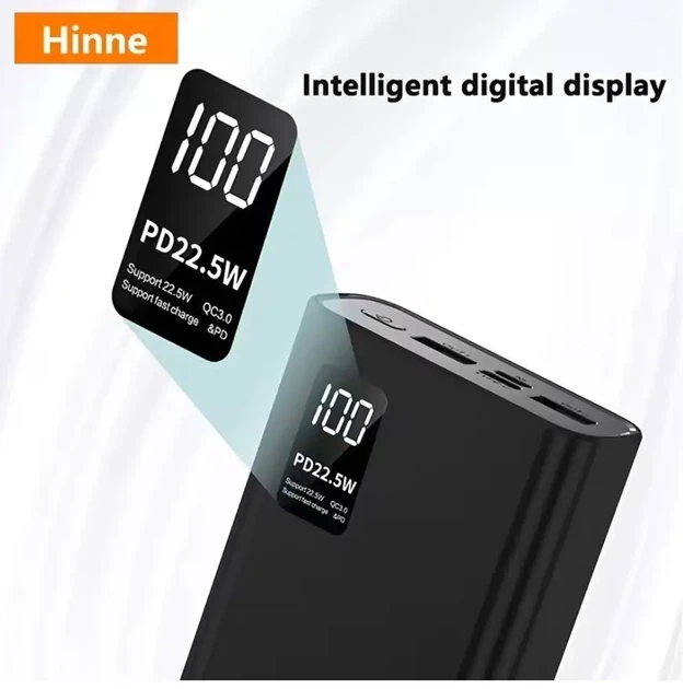 Портативный Power Bank Hinne 20000mAh с ультрабыстрой зарядкой 22.5W, для iPhone, Android - Фото 3 Портативный Power Bank Hinne 20000mAh с ультрабыстрой зарядкой 22.5W, для iPhone, Android - изображение 3