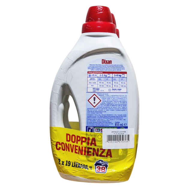 Рідкий засіб для прання універсальний DIXAN liq lavatr 19 mis ml. 855 classico x2 bipack (1710 ml) - изображение 2