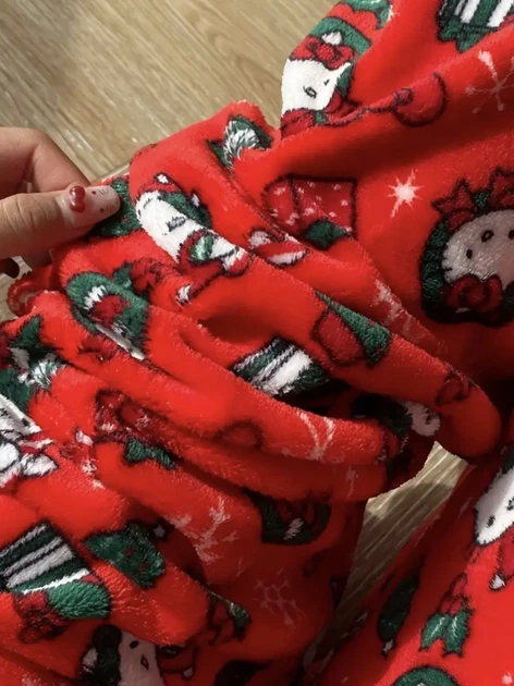 Теплые флисовые брюки Хэллоу Китти новогодние унисекс | Широкие брюки Hello Kitty красные с принтом M-L - Фото 2 Теплые флисовые брюки Хэллоу Китти новогодние унисекс | Широкие брюки Hello Kitty красные с принтом M-L - изображение 2