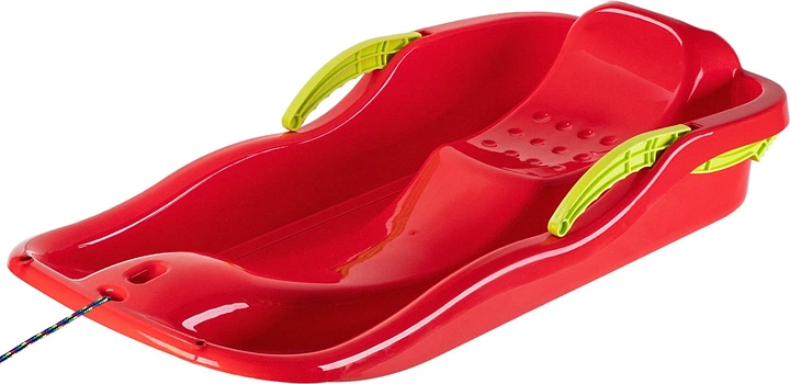 Sanki plastikowe Kadax z rączkami, hamulcem i linką Czerwone K6408 (5903699455524) - obraz 1