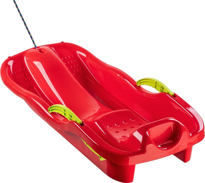 Sanki plastikowe Kadax z rączkami, hamulcem i linką Czerwone K6408 (5903699455524) - obraz 3